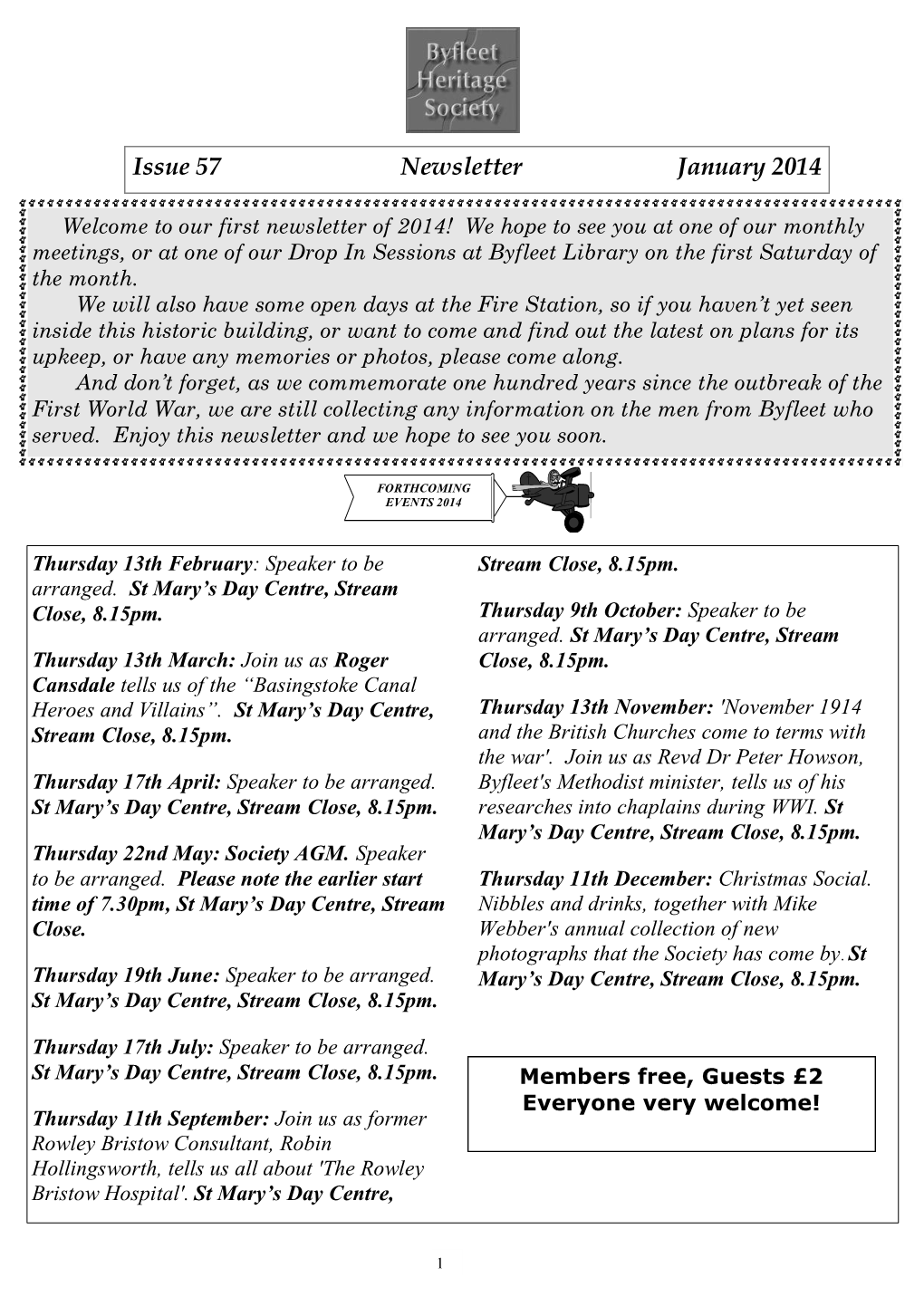 Issue 57 Newsletter January 2014