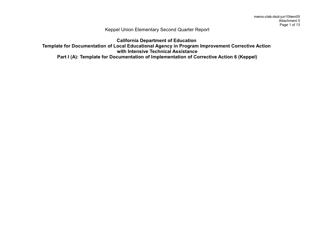 June 2010 Memorandum Item 08 Attachment 5 - Information Memorandum (CA State Board of Education)