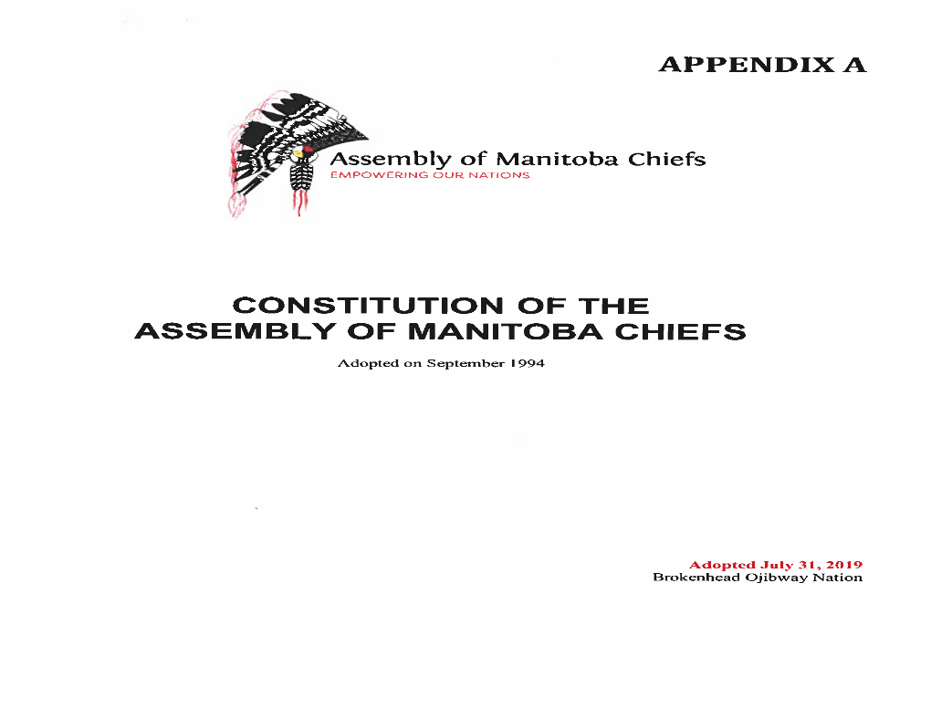 Constitution of the Assembly of Manitoba Chiefs, July