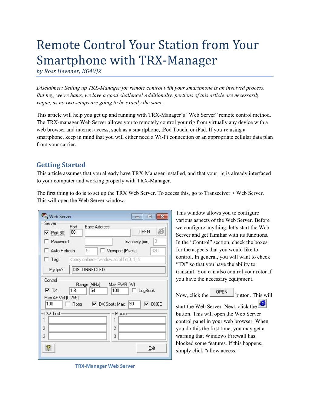 Remote Control Your Station from Your Smartphone with TRX-Manager by Ross Hevener, KG4VJZ