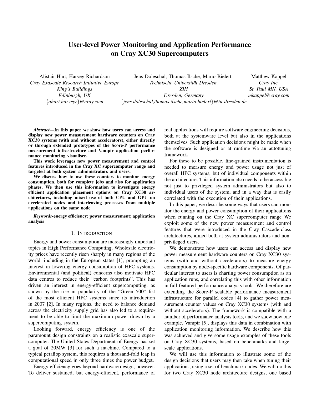 User-Level Power Monitoring and Application Performance on Cray XC30 Supercomputers