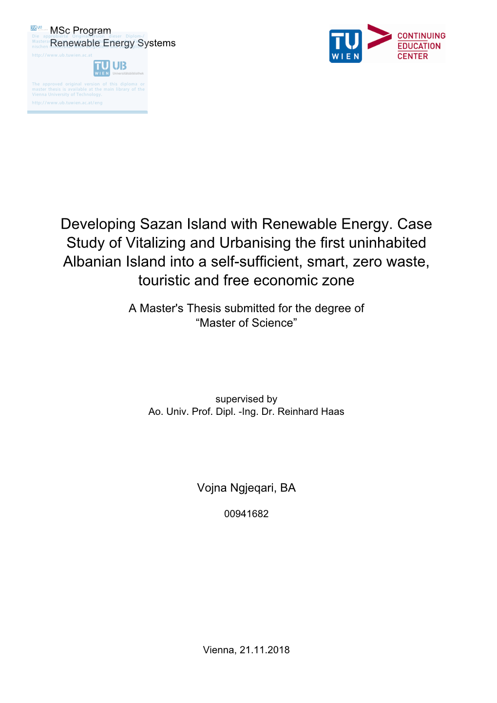 Developing Sazan Island with Renewable Energy. Case Study Of