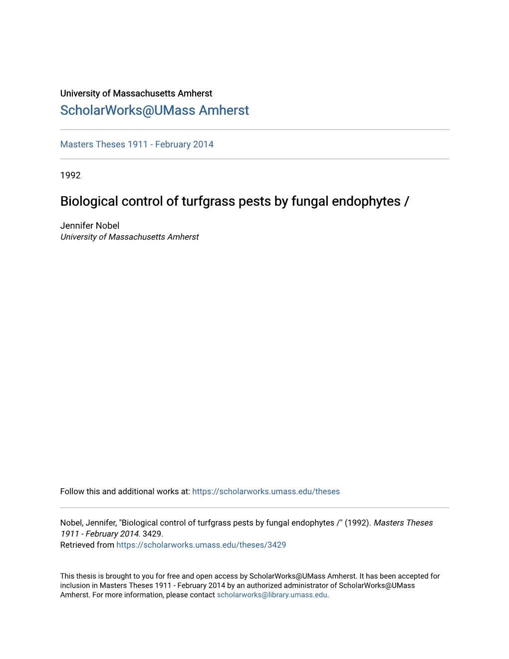 Biological Control of Turfgrass Pests by Fungal Endophytes