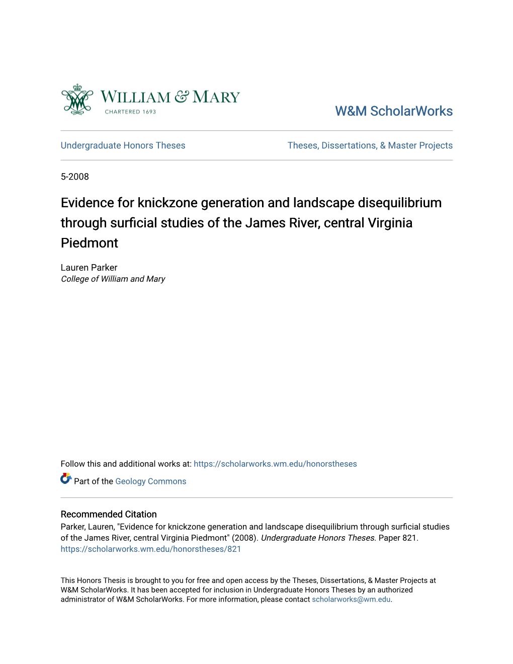 Evidence for Knickzone Generation and Landscape Disequilibrium Through Surficial Studies of the James River, Central Virginia Piedmont