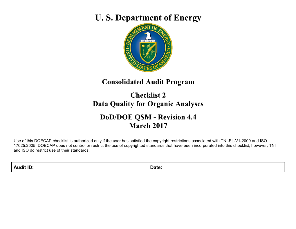 Data Quality Organic Analyses