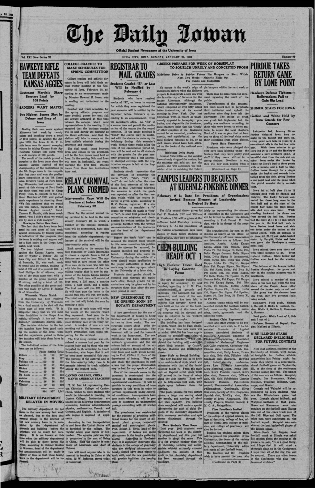 Daily Iowan (Iowa City, Iowa), 1922-01-29