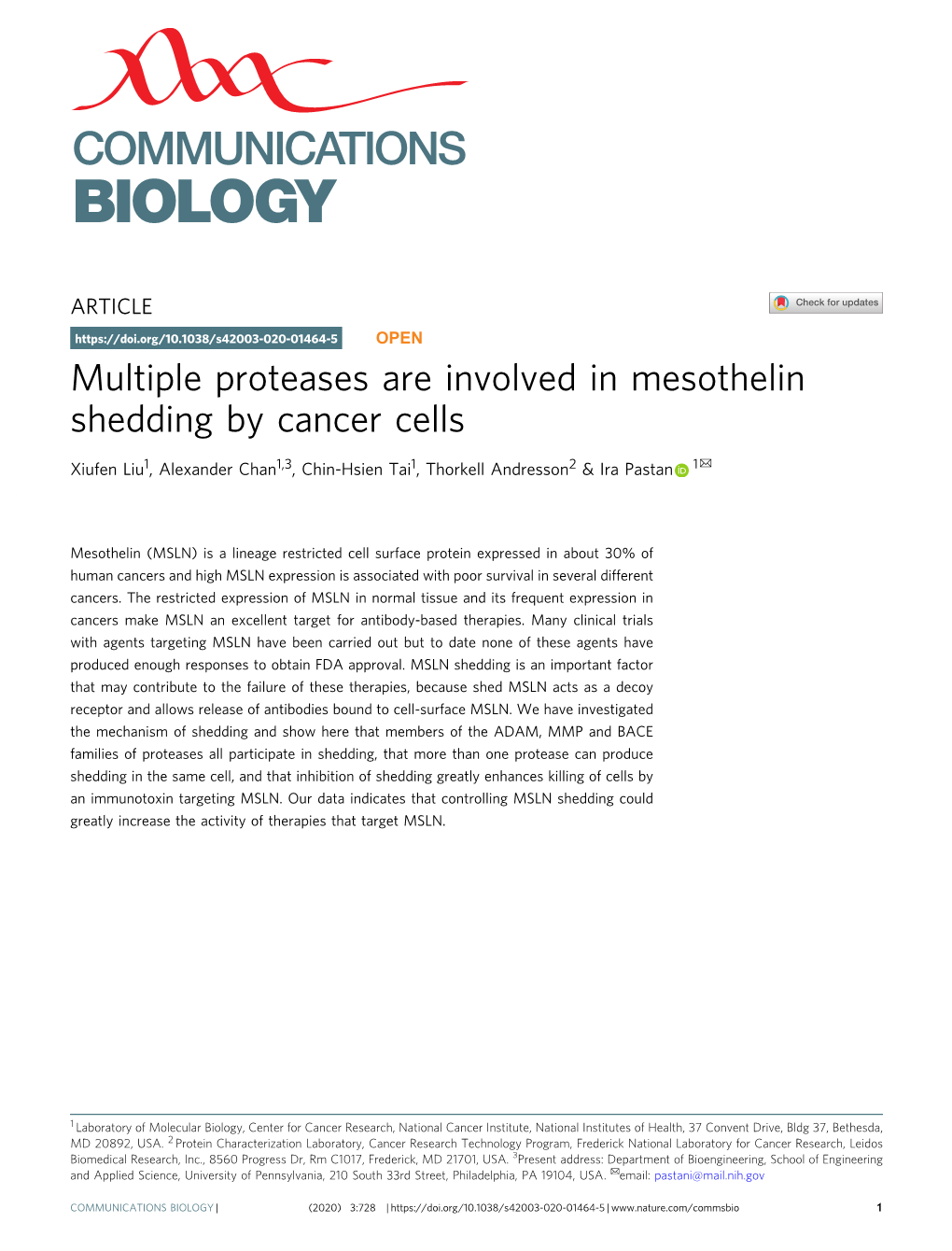 Multiple Proteases Are Involved in Mesothelin Shedding by Cancer Cells