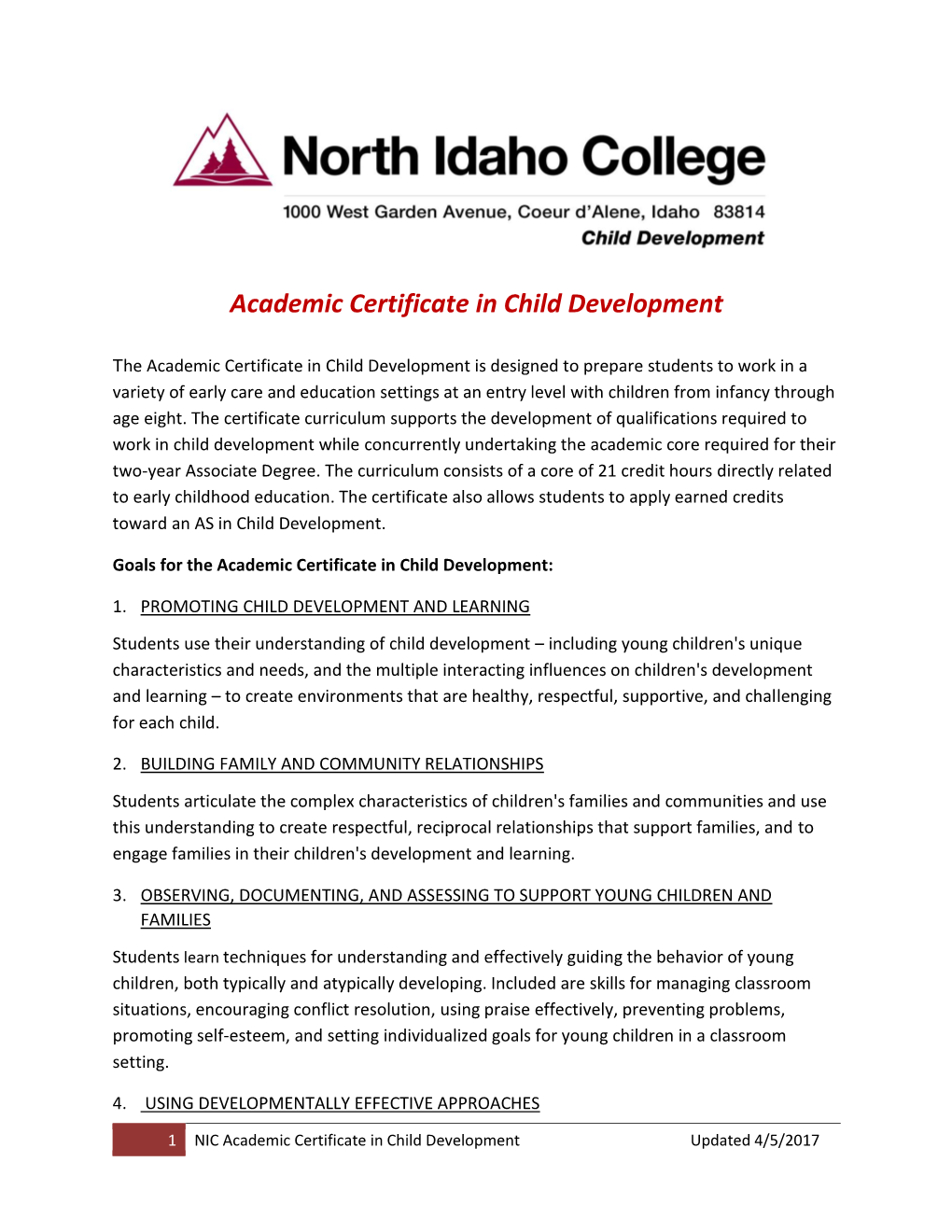 Academic Certificate in Child Development