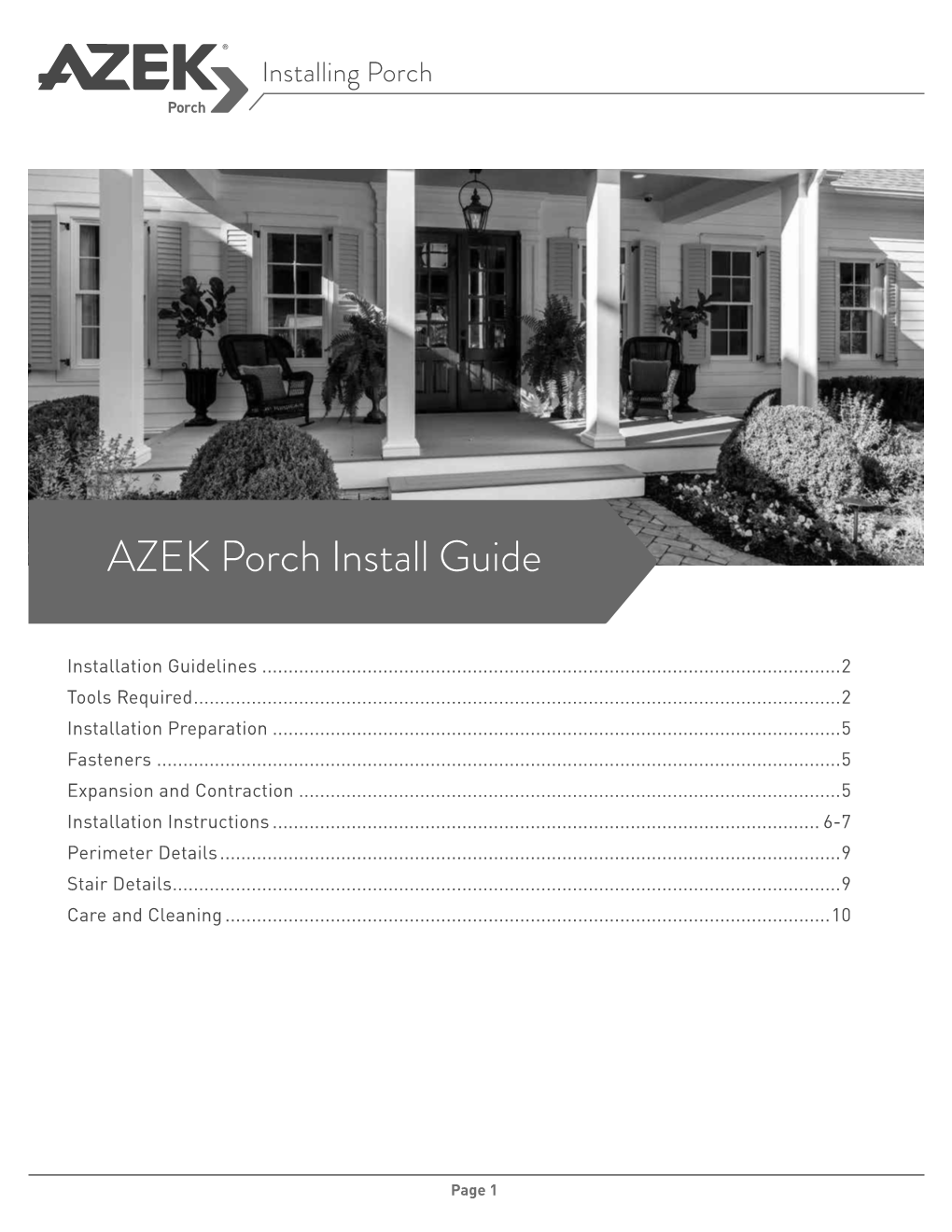 Timbertech AZEK Porch Boards Installation Guide