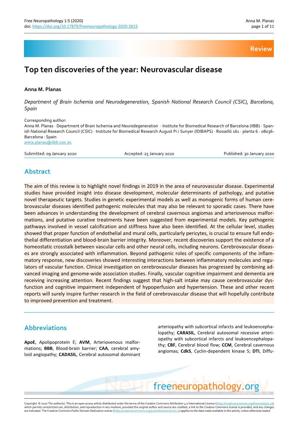 Top Ten Discoveries of the Year: Neurovascular Disease