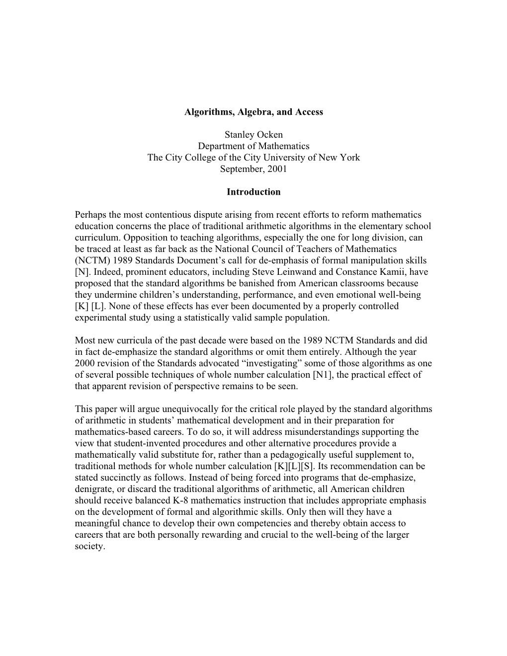 Algorithms, Algebra, and Access