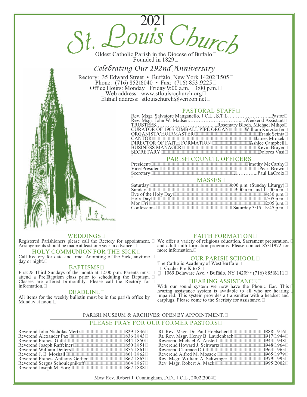 Pastoral Staff Parish Council Officers Masses