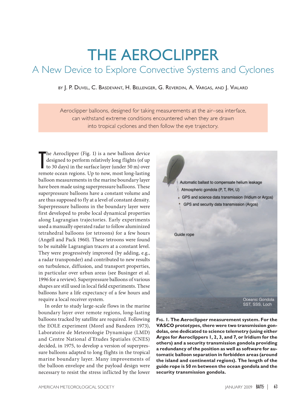 THE AEROCLIPPER a New Device to Explore Convective Systems and Cyclones