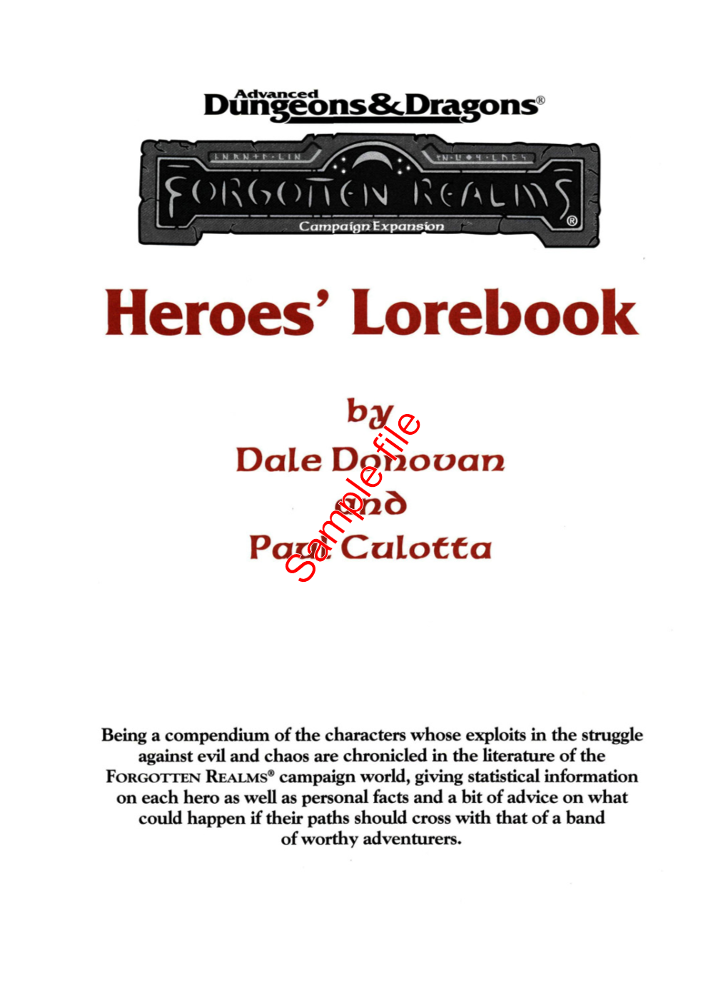 Heroes Lorebook