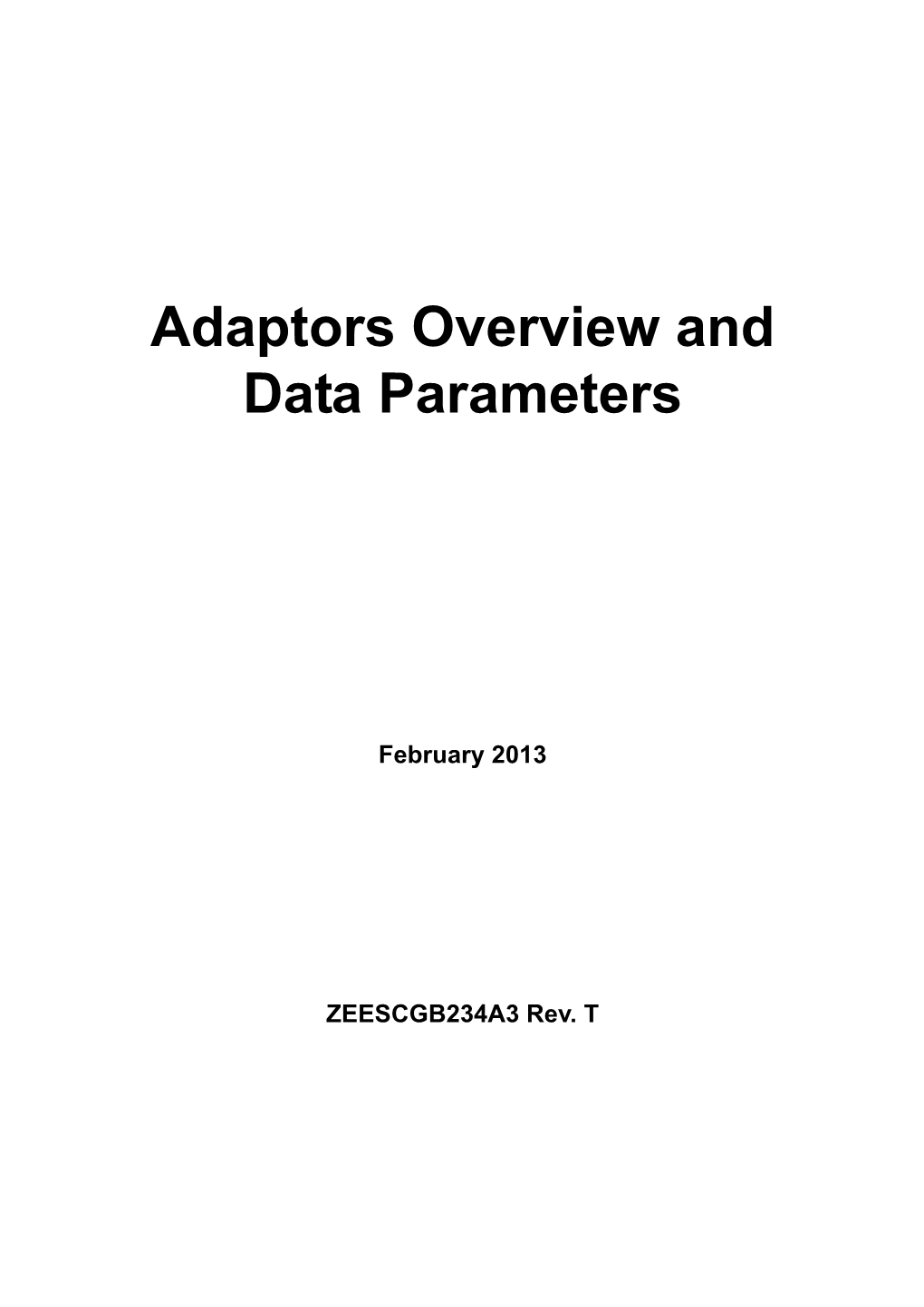 Adaptors Overview and Data Parameters