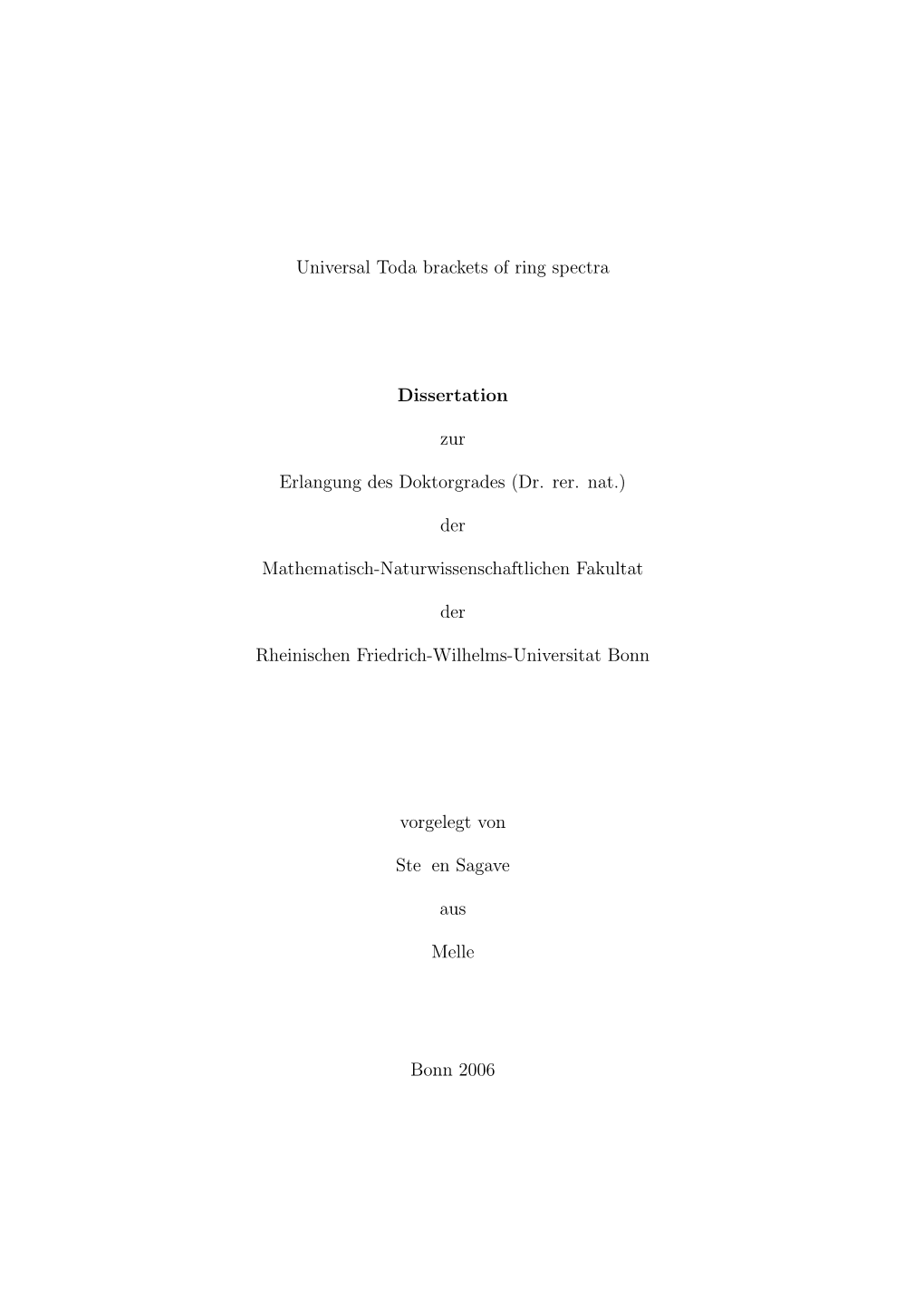 Universal Toda Brackets of Ring Spectra