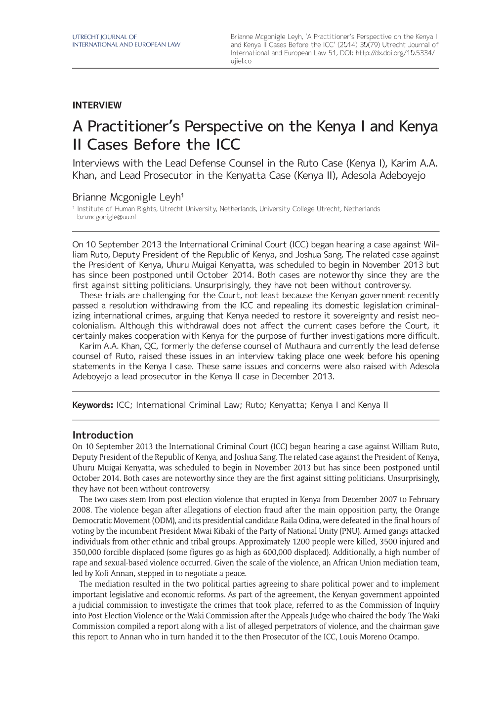 A Practitioner's Perspective on the Kenya I and Kenya II Cases Before The