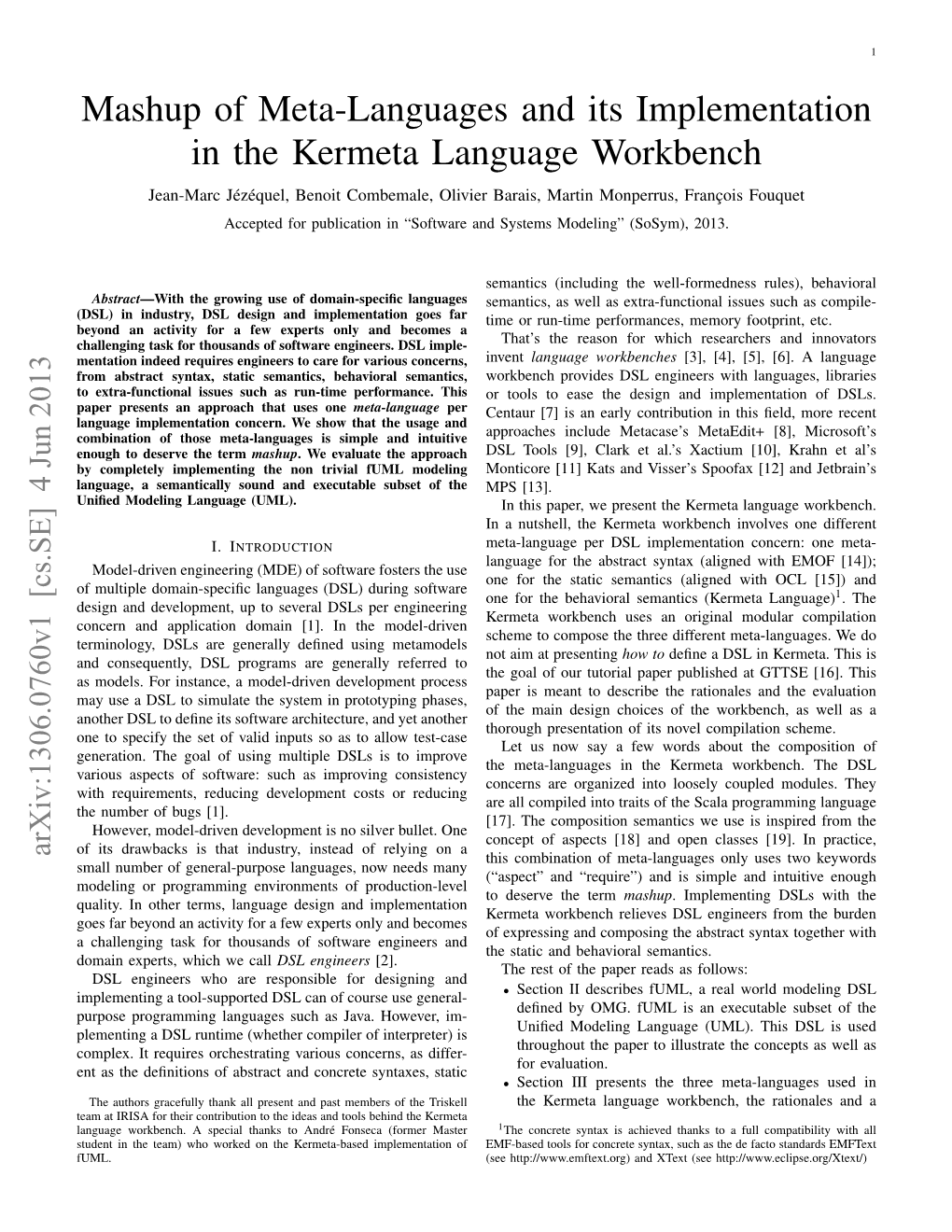 Mashup of Meta-Languages and Its Implementation in the Kermeta