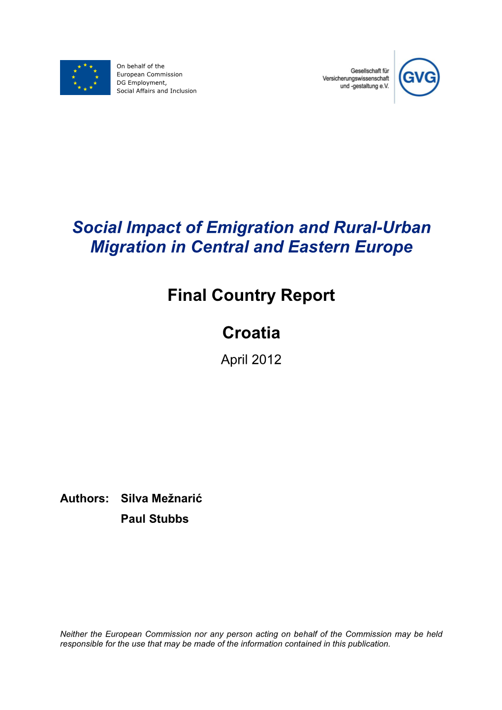 The Social Impacts of Emigration: 1