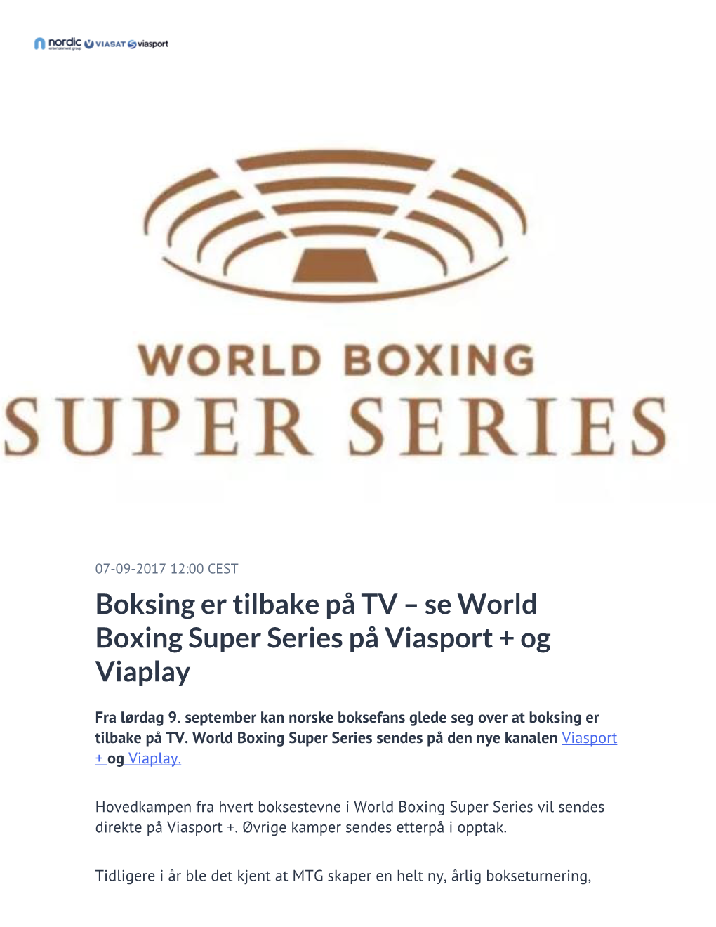 Boksing Er Tilbake På TV – Se World Boxing Super Series På Viasport + Og Viaplay