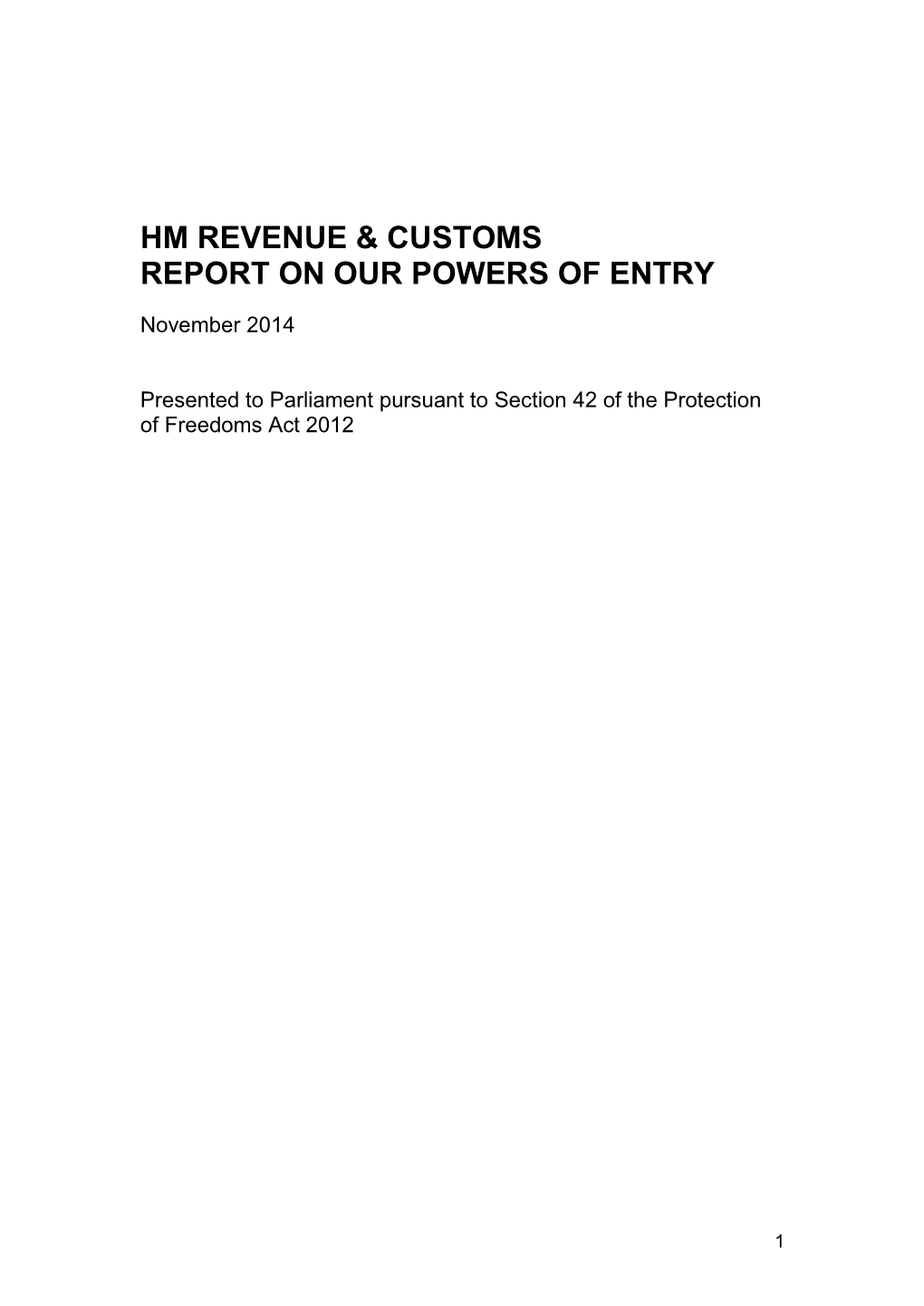 Hm Revenue & Customs Report on Our Powers of Entry