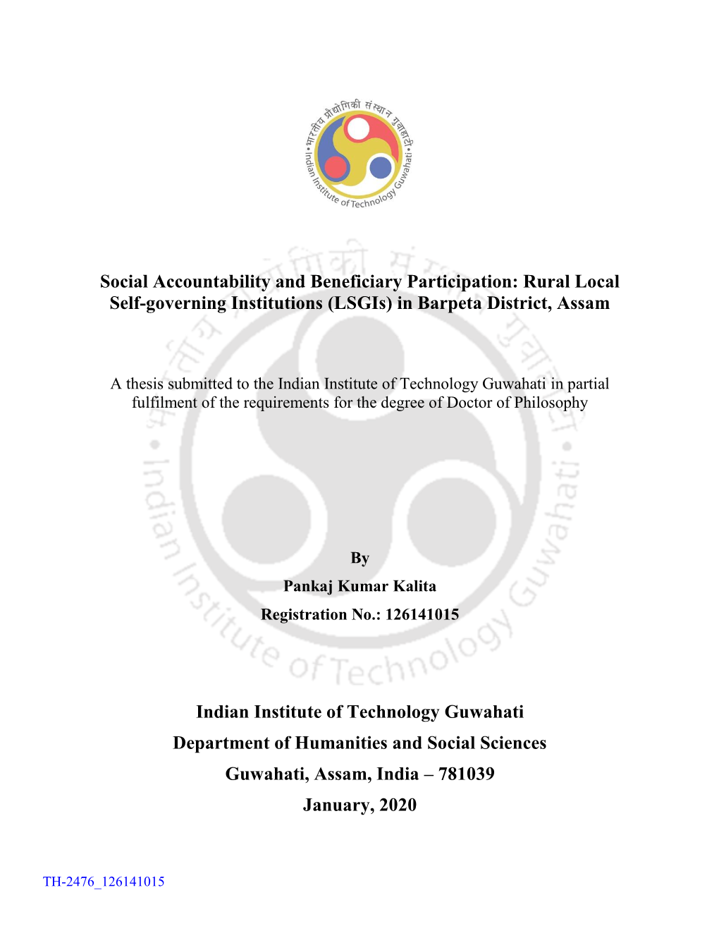 Rural Local Self-Governing Institutions (Lsgis) in Barpeta District, Assam