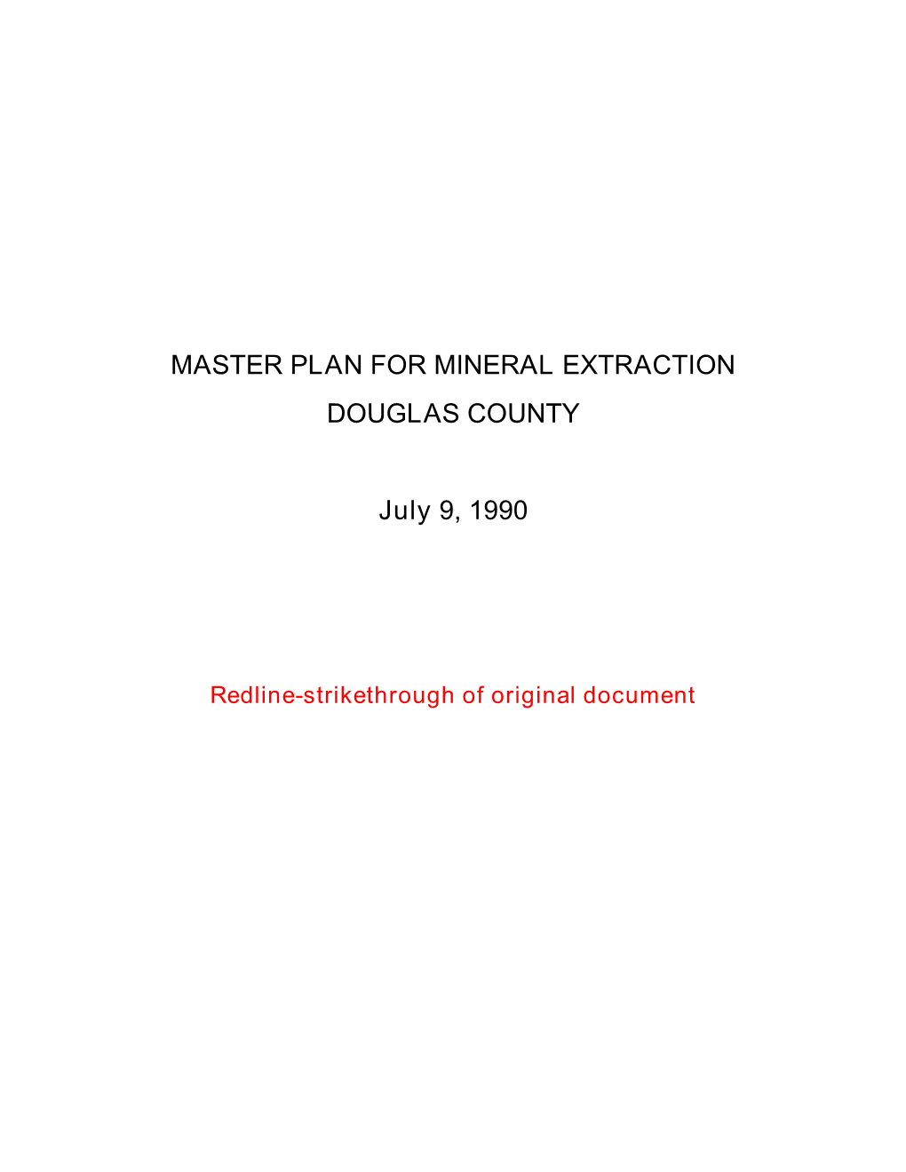 Master Plan for Mineral Extraction Douglas County