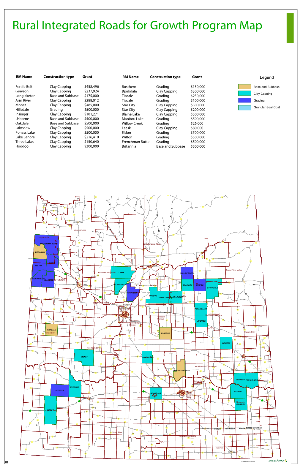 Rural Integrated Roads for Growth Program Map