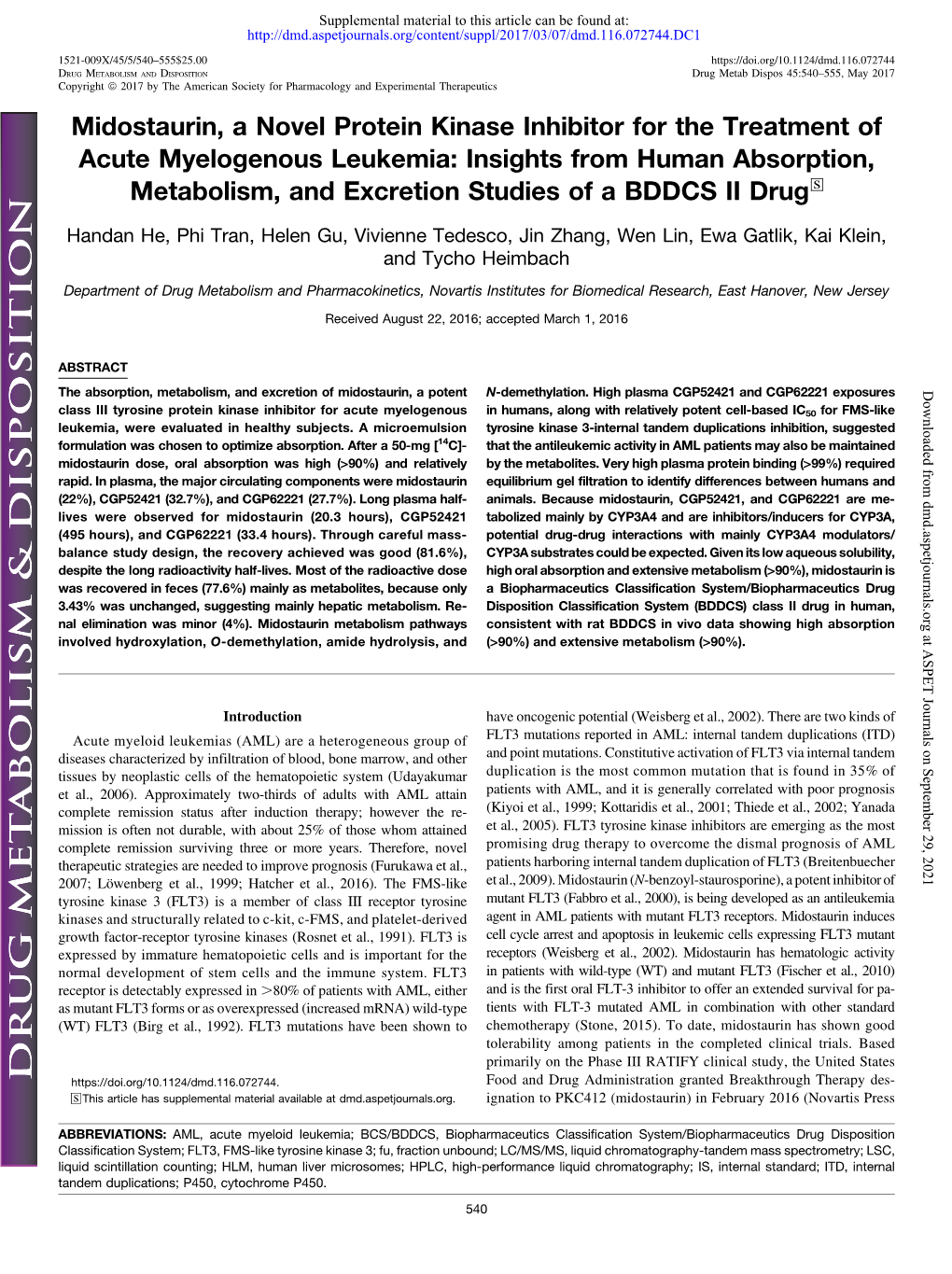 Midostaurin, a Novel Protein Kinase Inhibitor for the Treatment of Acute Myelogenous Leukemia