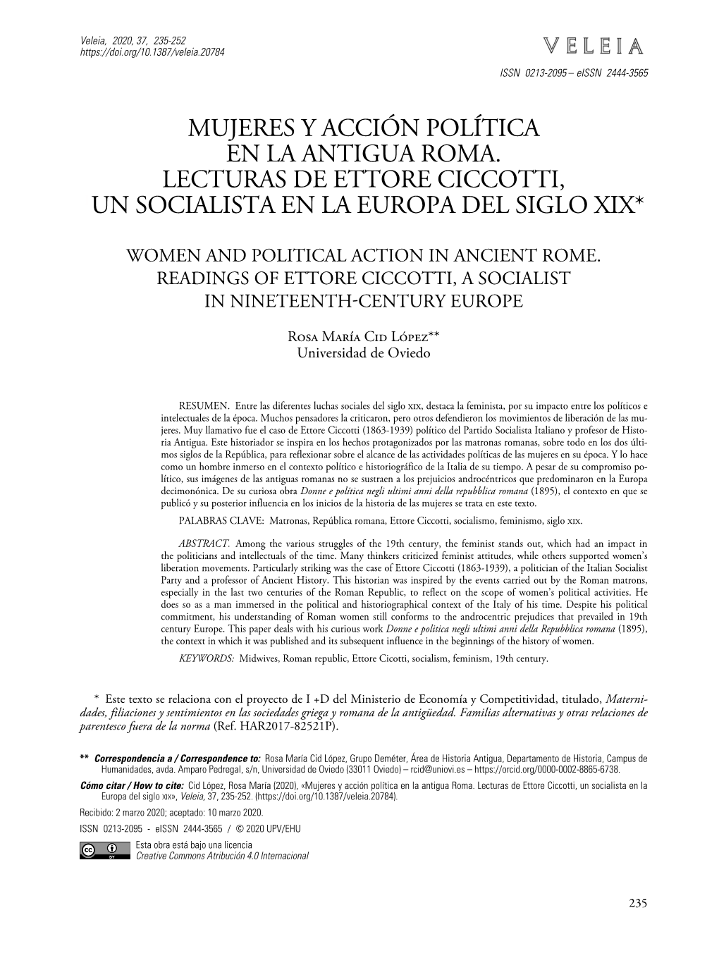 Mujeres Y Acción Política En La Antigua Roma