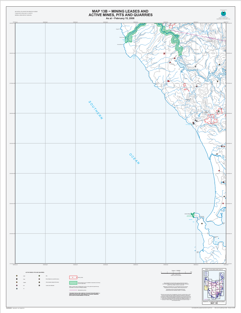 Map 13B − Mining Leases and Active Mines, Pits And