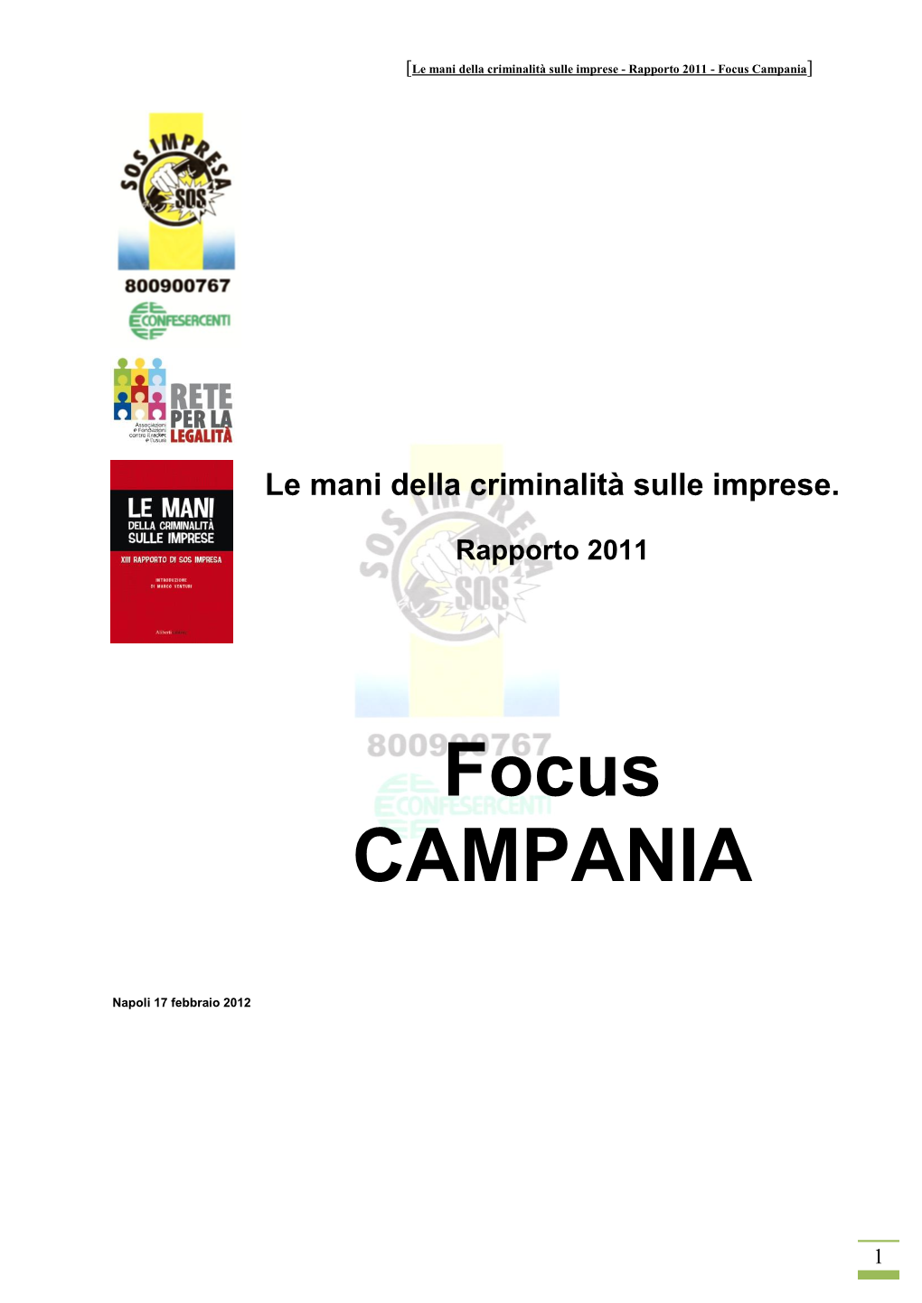 Rapporto SOS Impresa Focus Campania