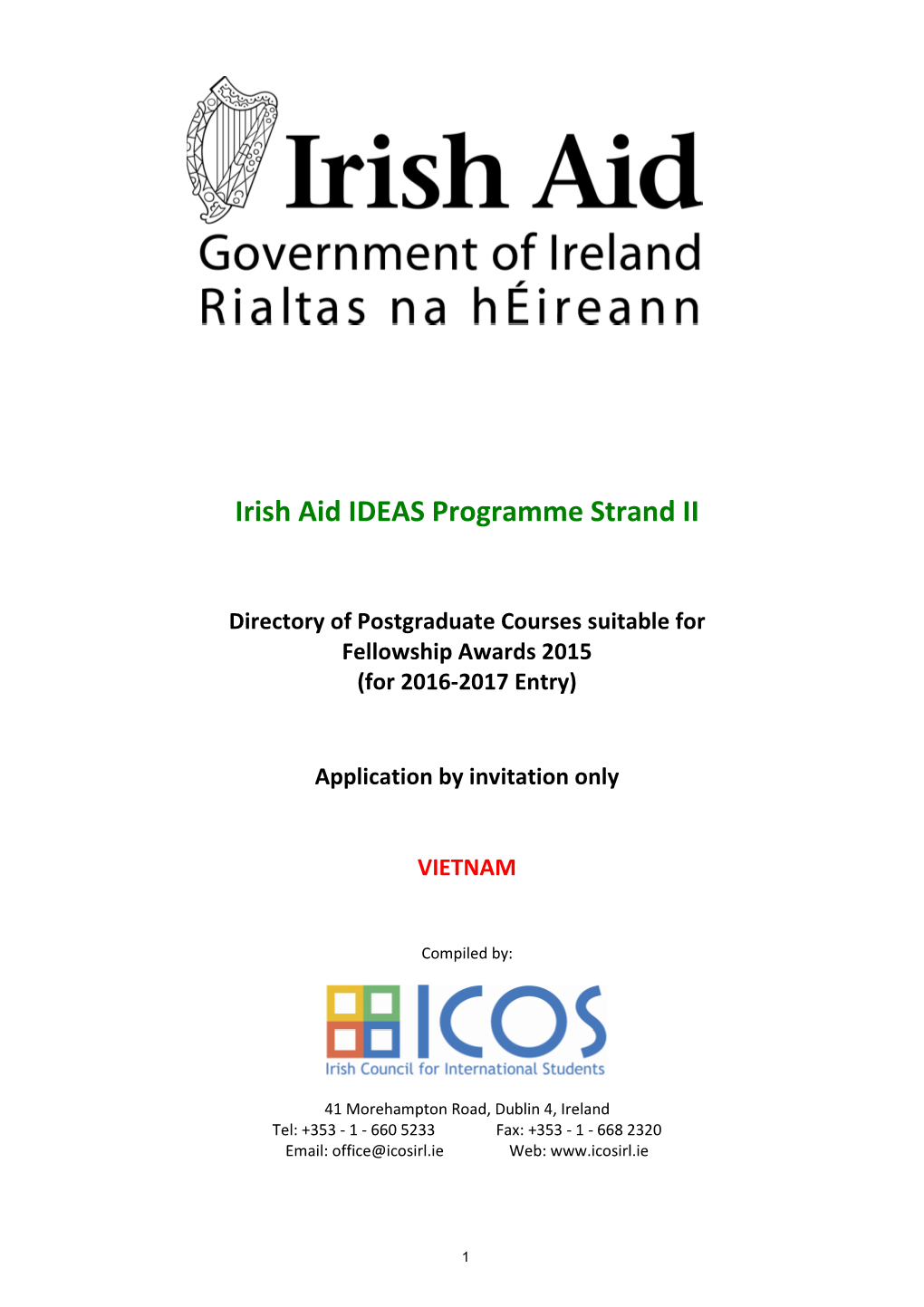 Irish Aid Fellowship Course List 2016