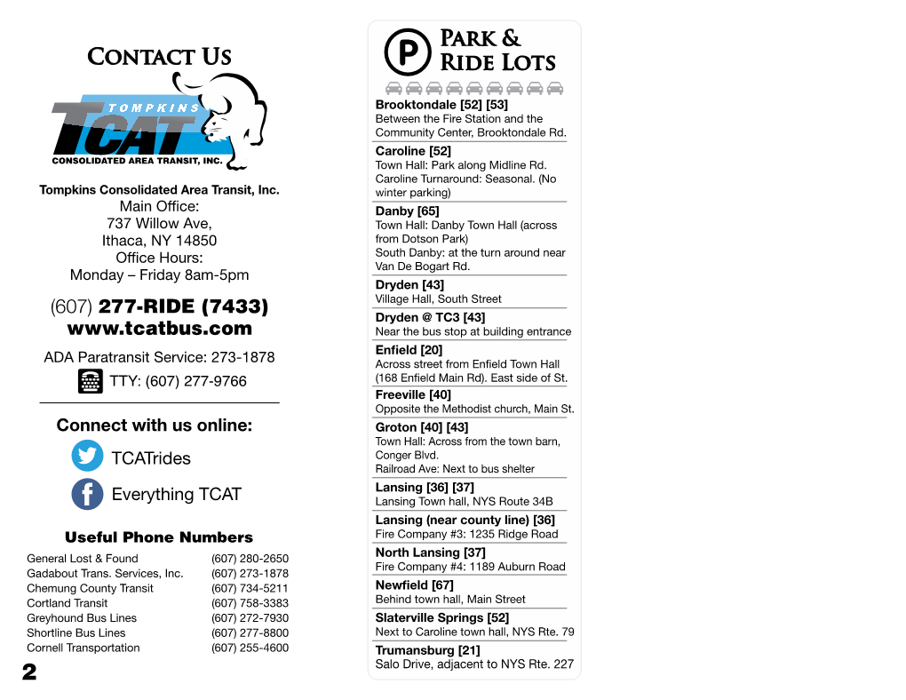 Contact Us Park & Ride Lots