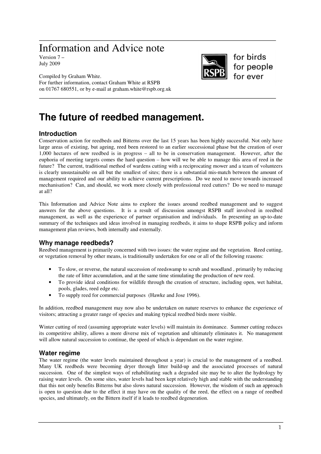 The Future of Reedbed Management