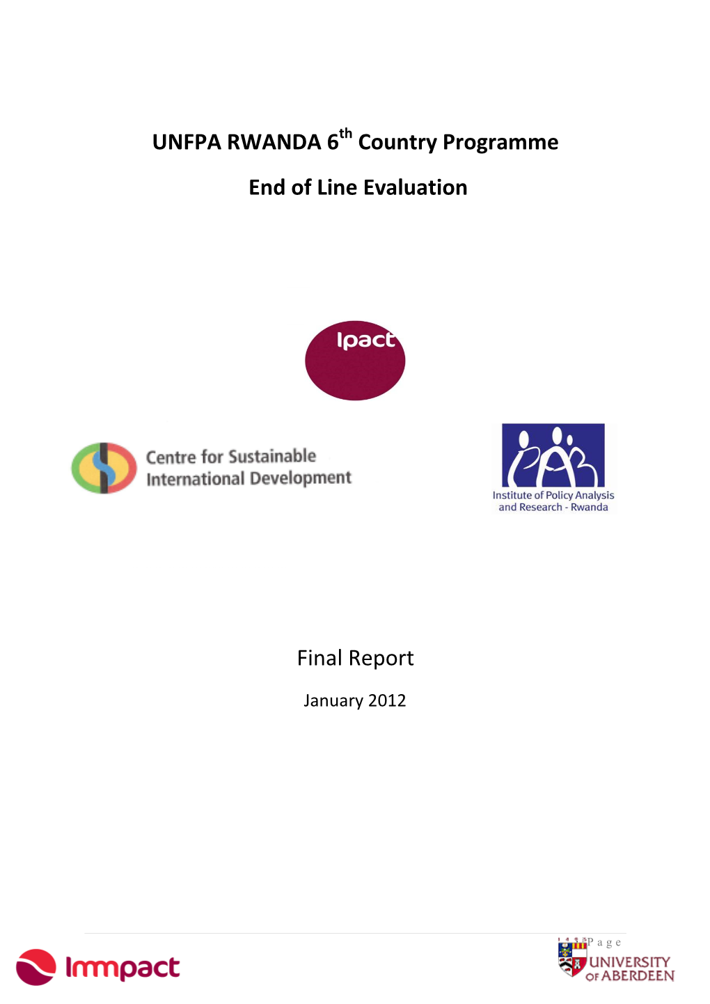 UNFPA RWANDA 6Th Country Programme End of Line Evaluation