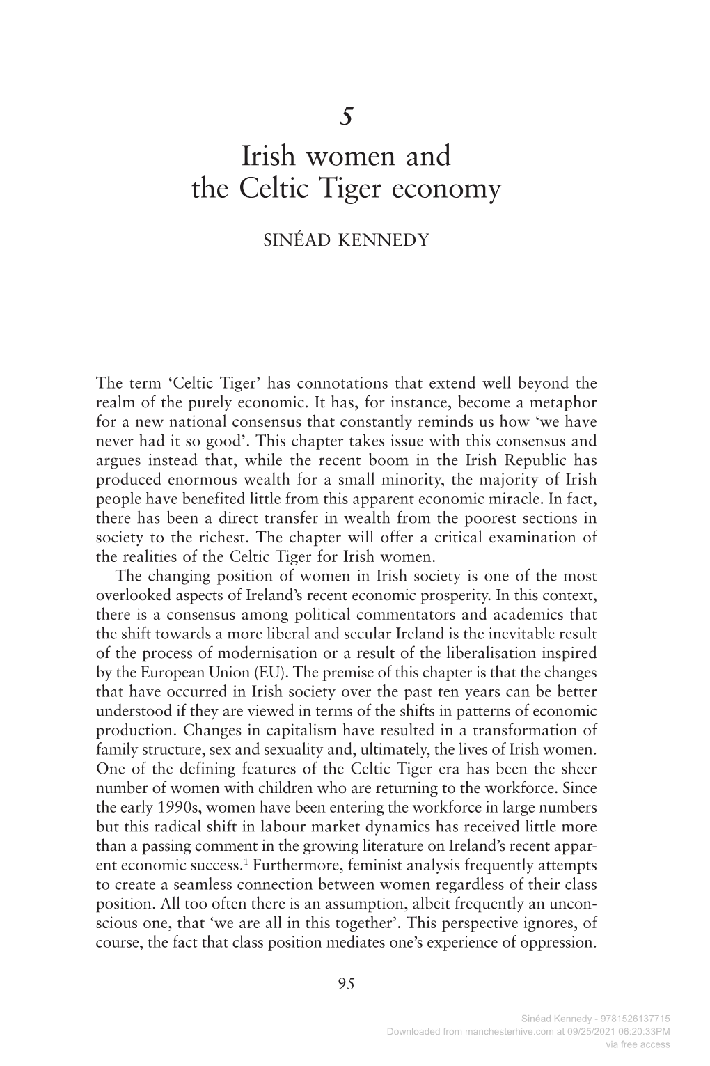 Irish Women and the Celtic Tiger Economy