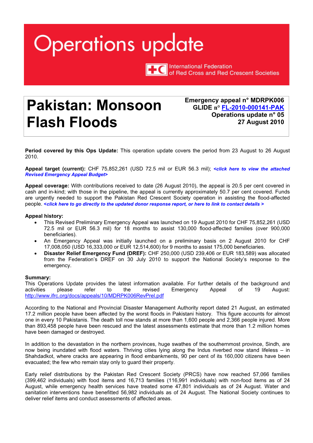 Pakistan: Monsoon Flash Floods