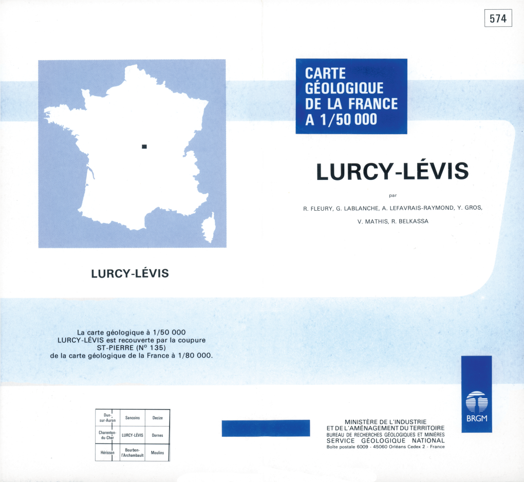 Notice Explicative De La Feuille Lurcy-Lévis a 1/50 000