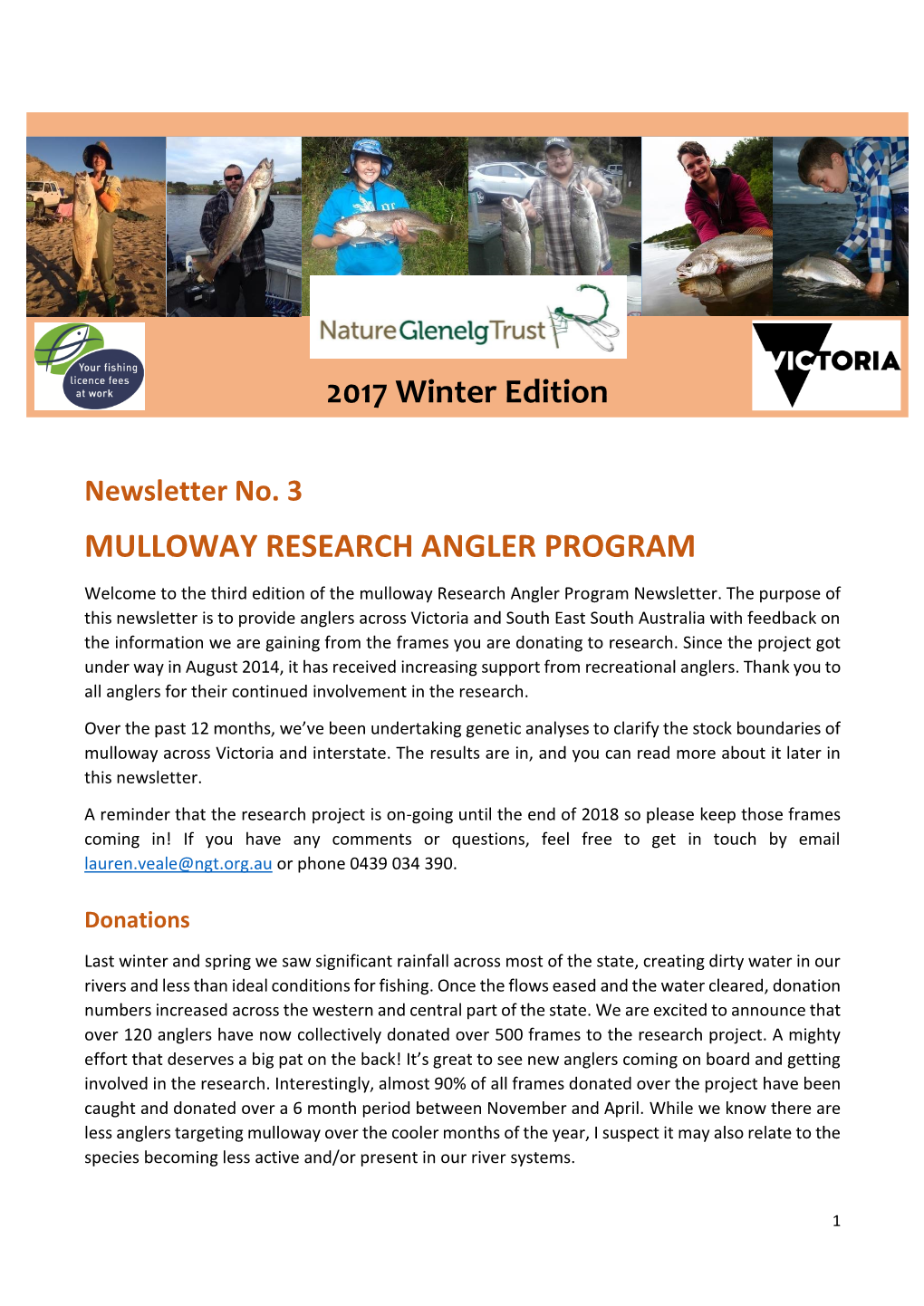 MULLOWAY RESEARCH ANGLER PROGRAM 2017 Winter Edition