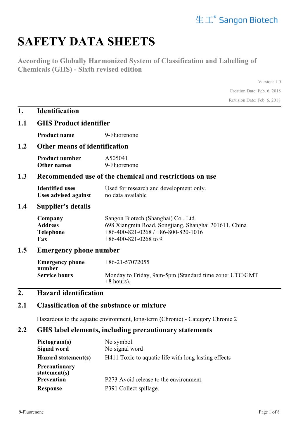 Safety Data Sheets