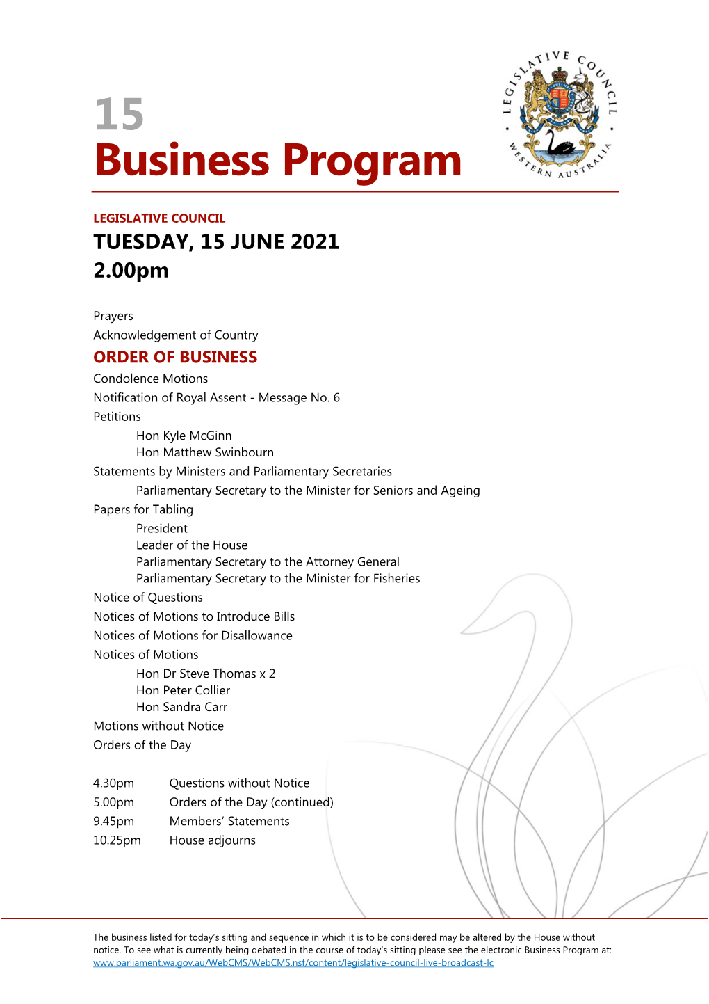 Business Program No 15