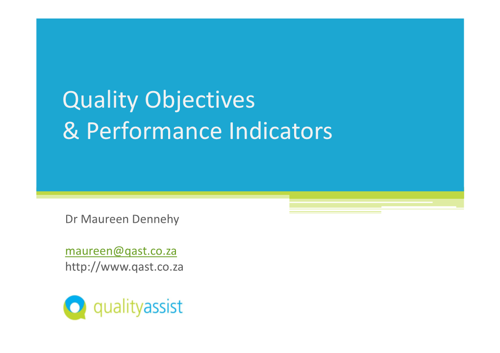 Quality Objectives & Performance Indicators