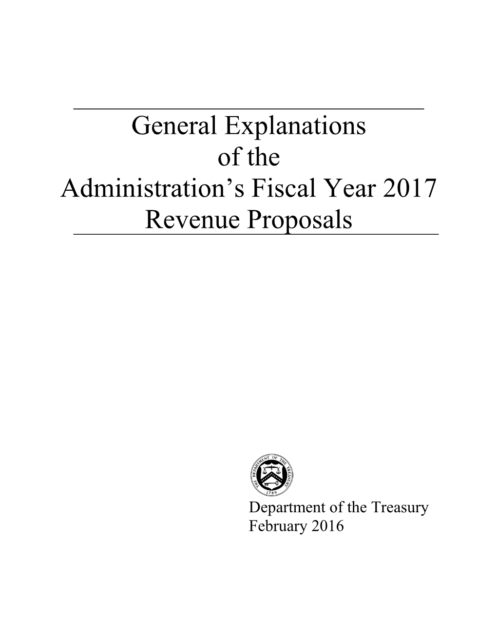 General Explanations of the Administration's Fiscal Year 2017