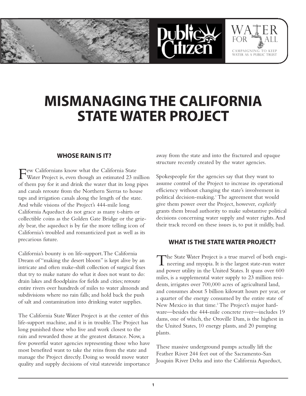 Mismanaging the California State Water Project