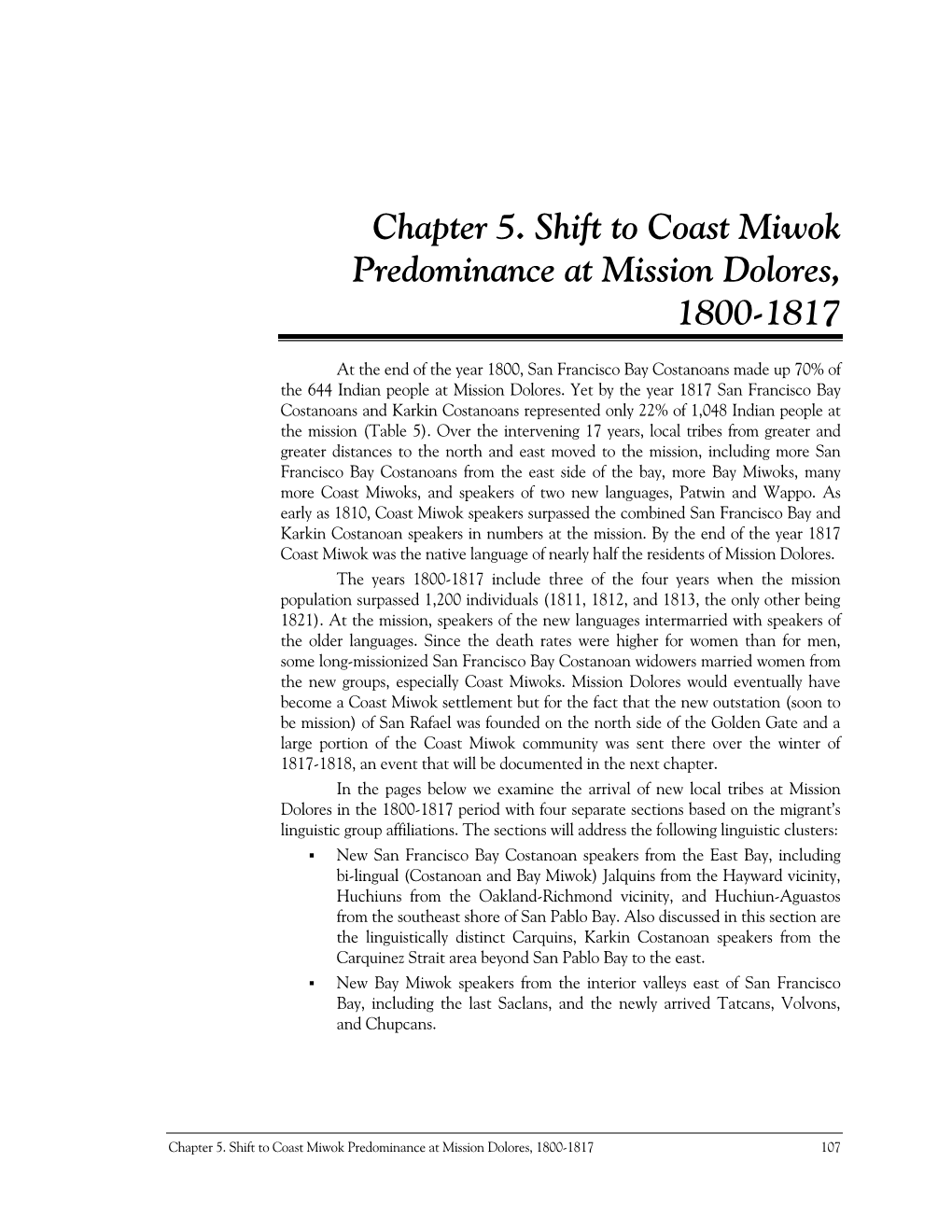 Chapter 5. Shift to Coast Miwok Predominance at Mission Dolores, 1800-1817