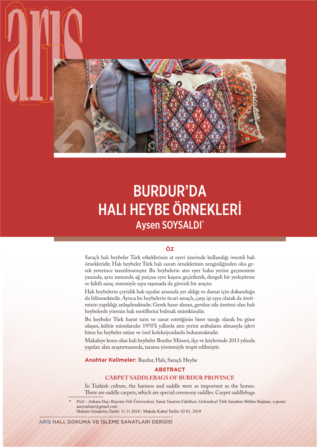 Burdur'da Hali Heybe Örnekleri