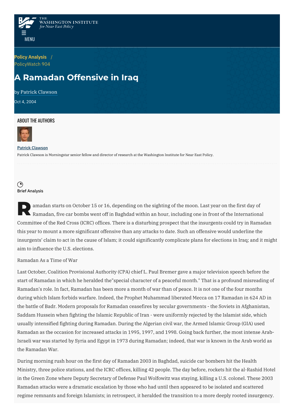 A Ramadan Offensive in Iraq | the Washington Institute