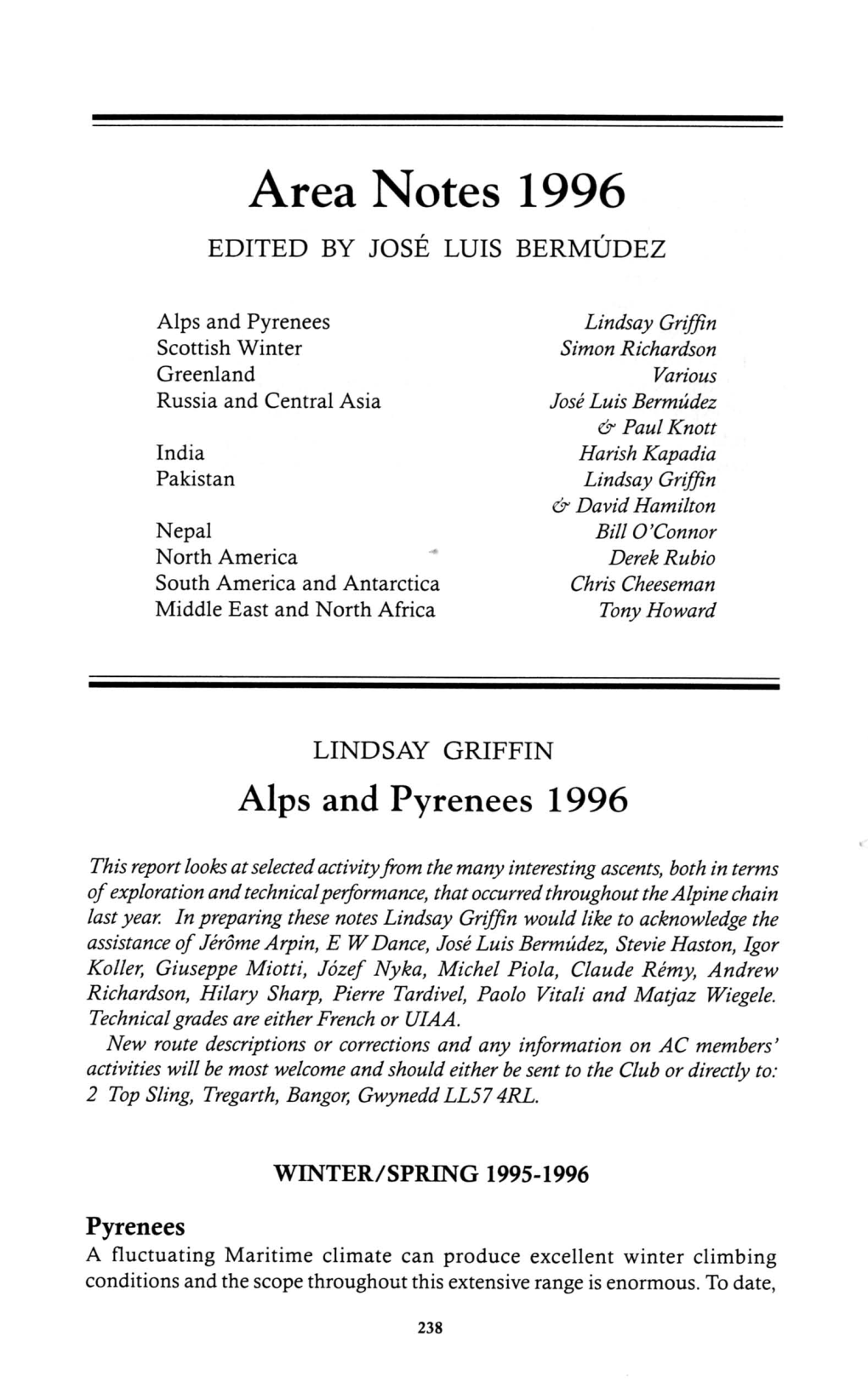 Area Notes 1996 EDITED by JOSE LUIS BERMUDEZ