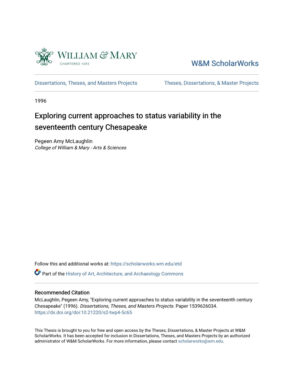 Exploring Current Approaches to Status Variability in the Seventeenth Century Chesapeake